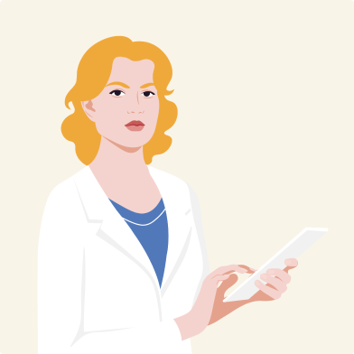 illustration d'une enseignante tenant une tablette